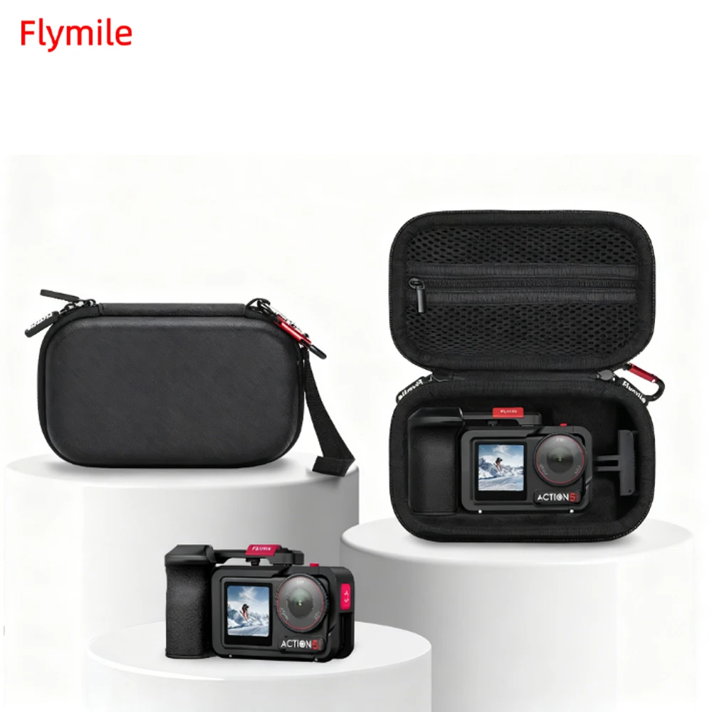 Flymile Handle Grip Storage Bag for DJI Action 6/5 Pro/4/3 Anti-scratch Carrying Case Portable Travel Box Camera Accessories