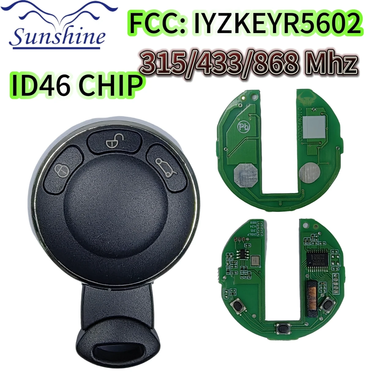 Sunshine For KR55WK49333  315/315LP/434/868mhz Id46 Pcf7953 Chip For Bmw Mini Cooper BMW Smart key keyless entry /PCB board