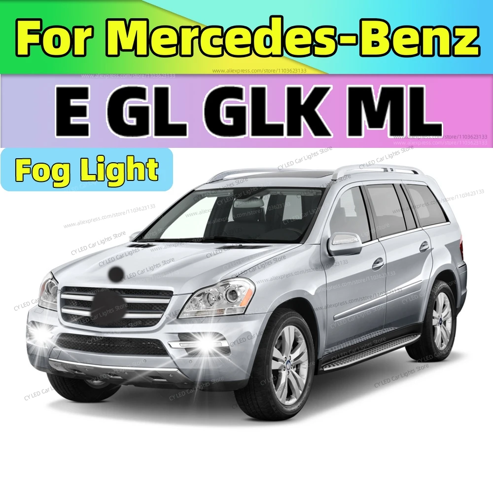 2Pcs 6000K LED Fog Lamp Car Fog Light Front Bulb Plug and Play For Mercedes-Benz E GL GLK ML