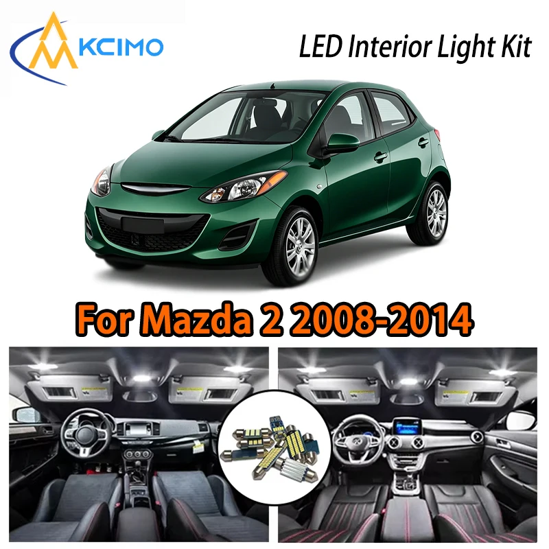 Premium Two Colors Car LED Light For Mazda 2 2008-2014, Super Bright White Ice Blue Interior, LED Atmosphere Kit