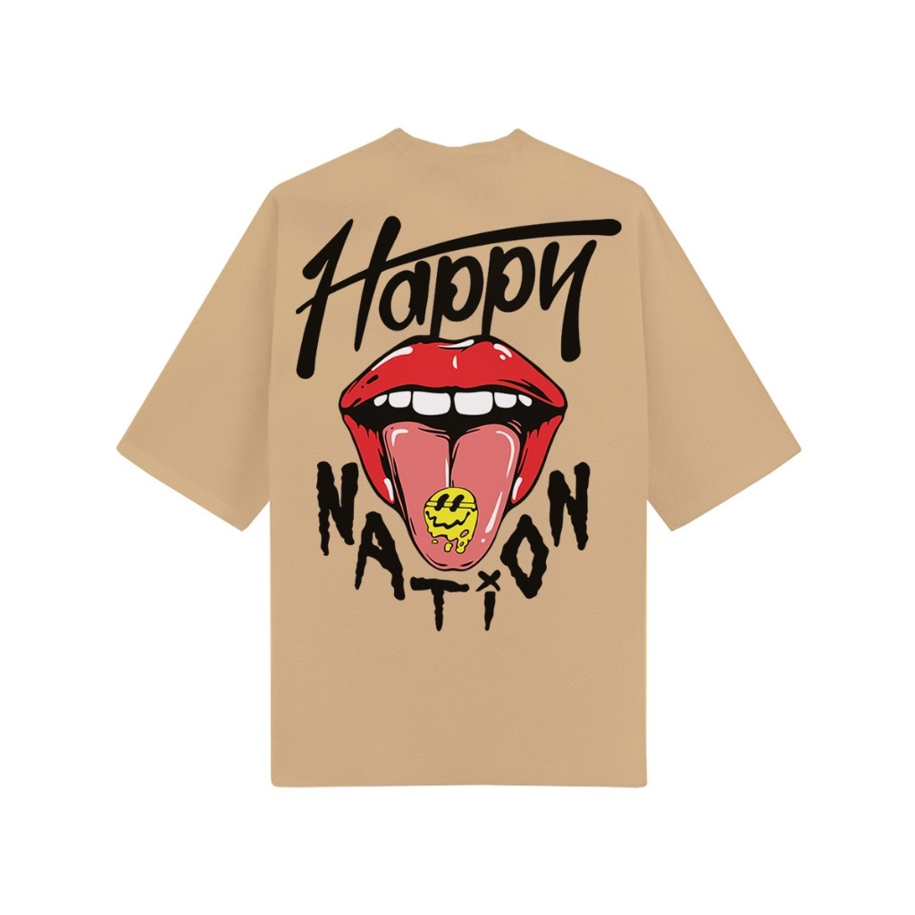Camiseta Oversized Camisa StreetWear Happy Nation Envio Imediato Premium OVER-337