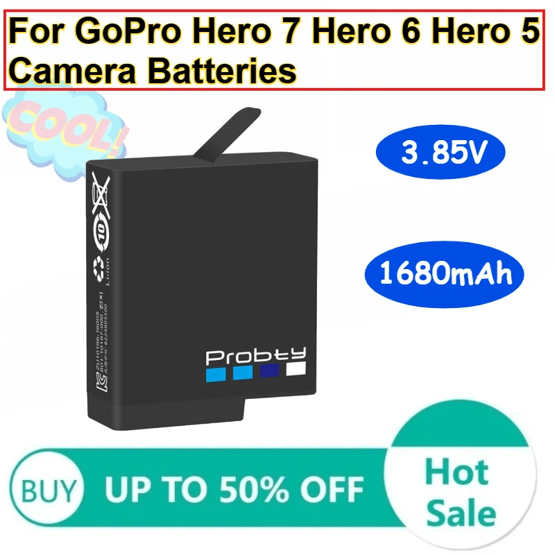 3.85V 1680mAh Rechargeable Li-ion Battery for GoPro Hero 7 Hero 6 Hero 5 Camera Batteries with Charger Box