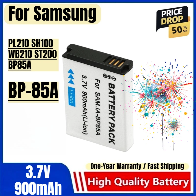 BP-85A Battery 3.7V 900mAh Rechargeable Batteries and Charger for Samsung PL210 SH100 WB210 ST200 BP85A Camera Battery Charger