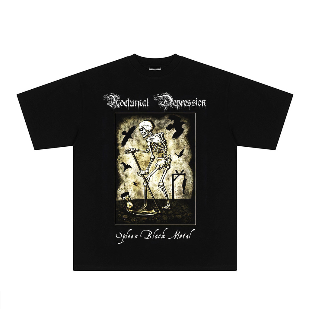 Music.Soul Camiseta Nocturnal Depression Black Metal Estampa Depressivo Estilosa Confortável Retrô Casual