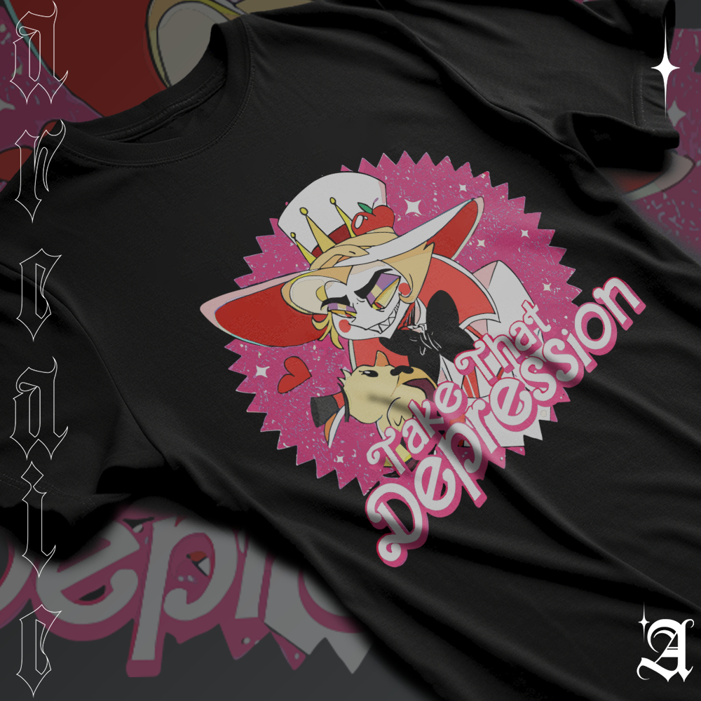 Camiseta Basica Algodao Take That Depression Lucifer Hotel Hazbin Anime Unissex