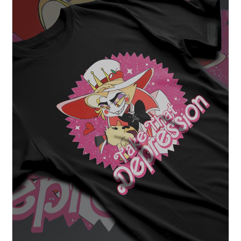 [Camiseta Premium em Algodão Puro]GXG Camiseta Basica Algodao Take That Depression Lucifer Hotel Hazbin Anime Unissex