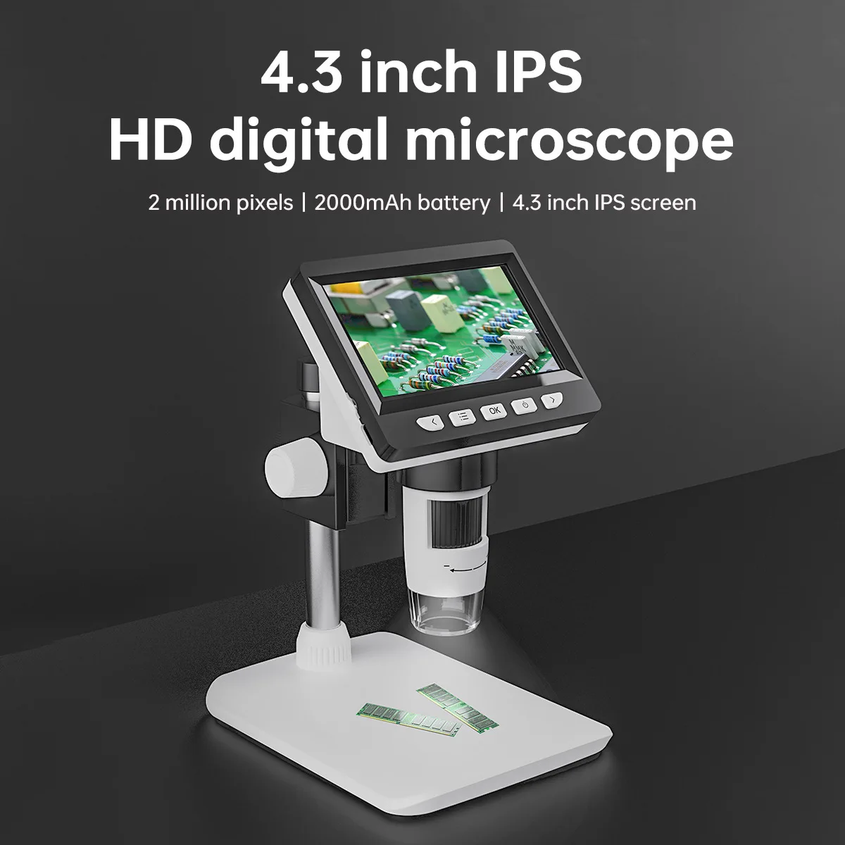 4.3-Inch Portable Electronic Digital Microscope 1000X 2mp Coin Microscope Magnifier Camera 1080p Video Microscope