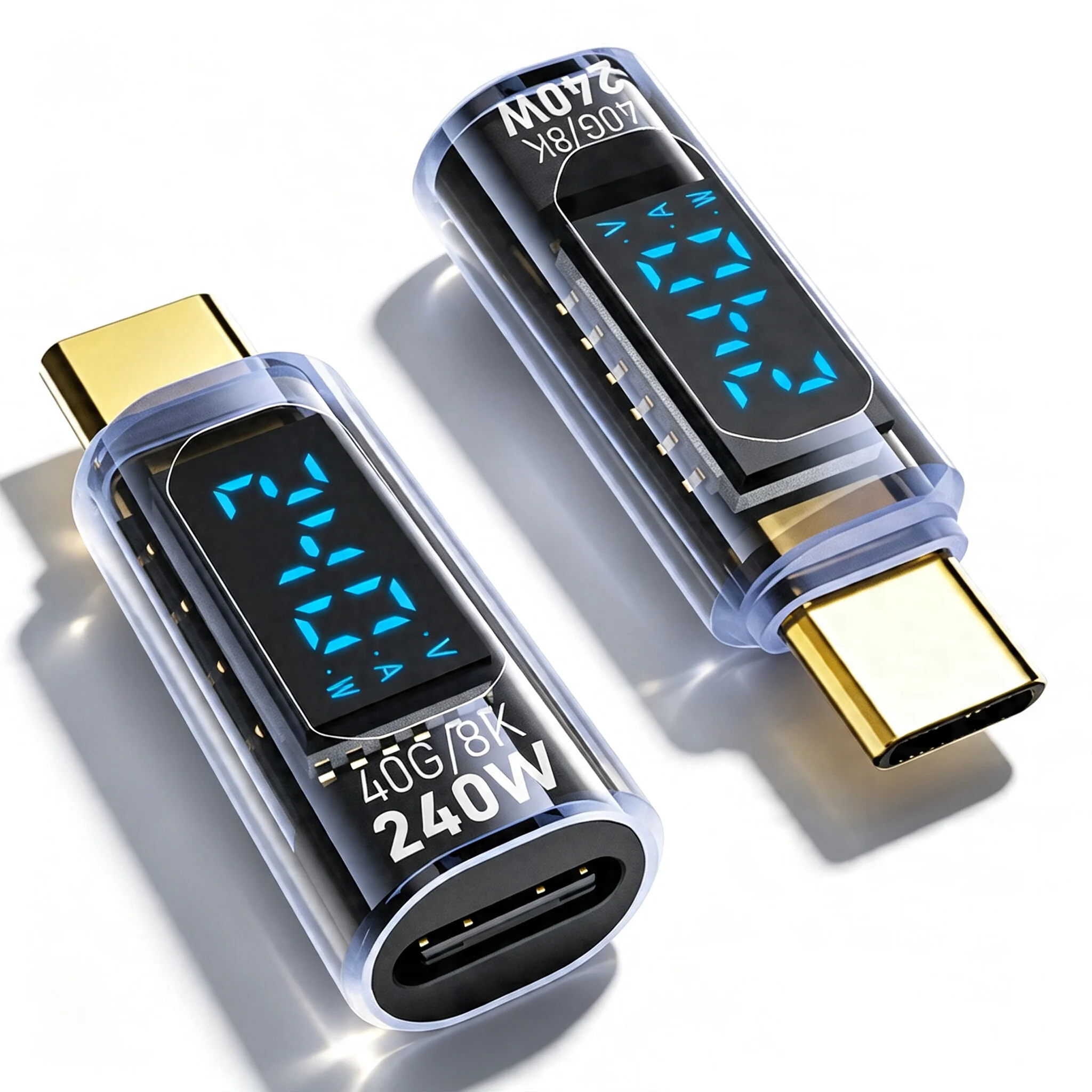 240W USB C Power Meter Tester LED Digital Display Voltage Current Wattage Detector Type C Male to Female Extender for SmartPhone