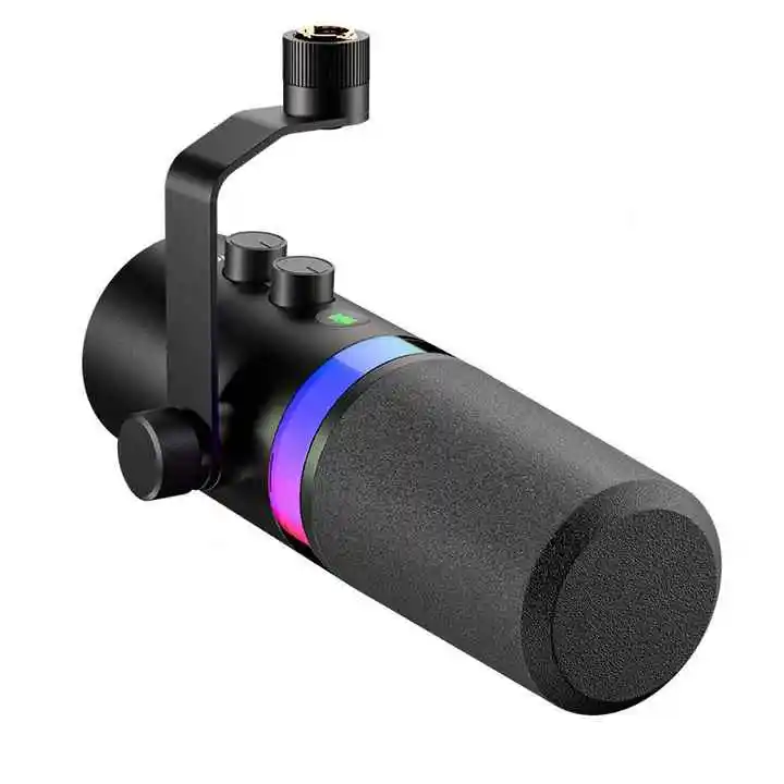 Professional OEM XLR USB Dynamic Microphone With RGB Light for Podcast Recording PC Computer Gaming Streaming Mic
