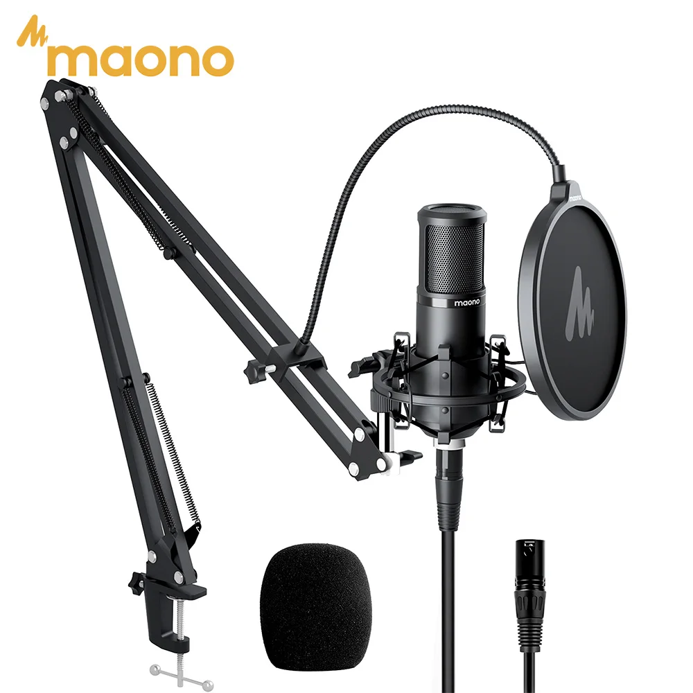 MAONO PM320S XLR Condenser Microphone Kit Professional Cardioid Vocal Studio Recording Mic for Streaming Voice Over Home-Studio