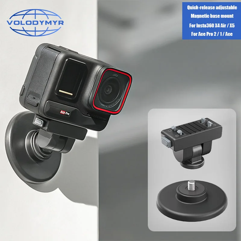 VOLODYMYR Insta360 X4 Air/X5/Ace Pro2/1/Ace Quick Release Magnetic Base Bracket Helmet Motorcycle Camera Car Mount