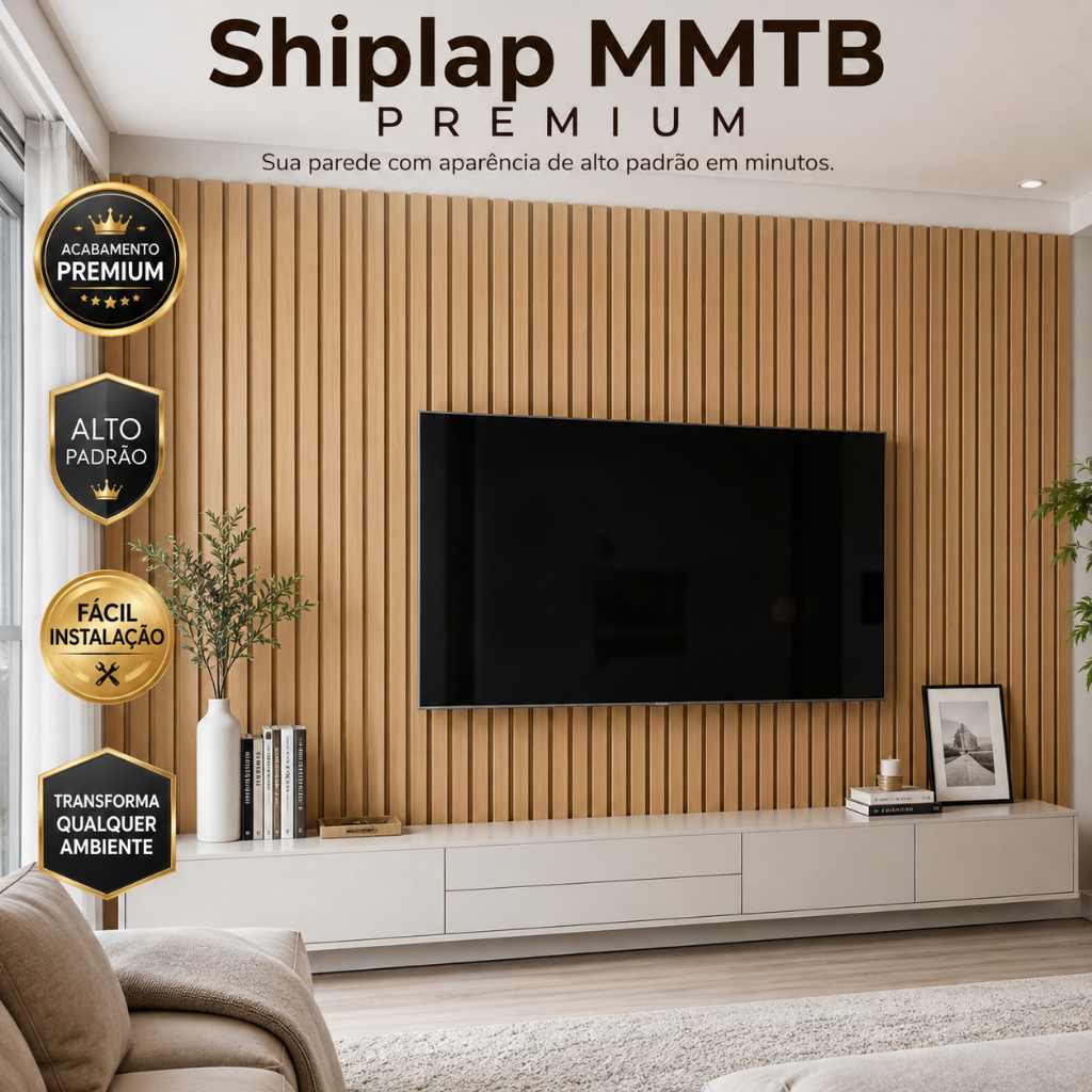 Kit Ripas Cruas 119x10cm MDF Painel Ripado Shiplap Decorativo MDF Cru 3mm Ripinhas Tendência 2026