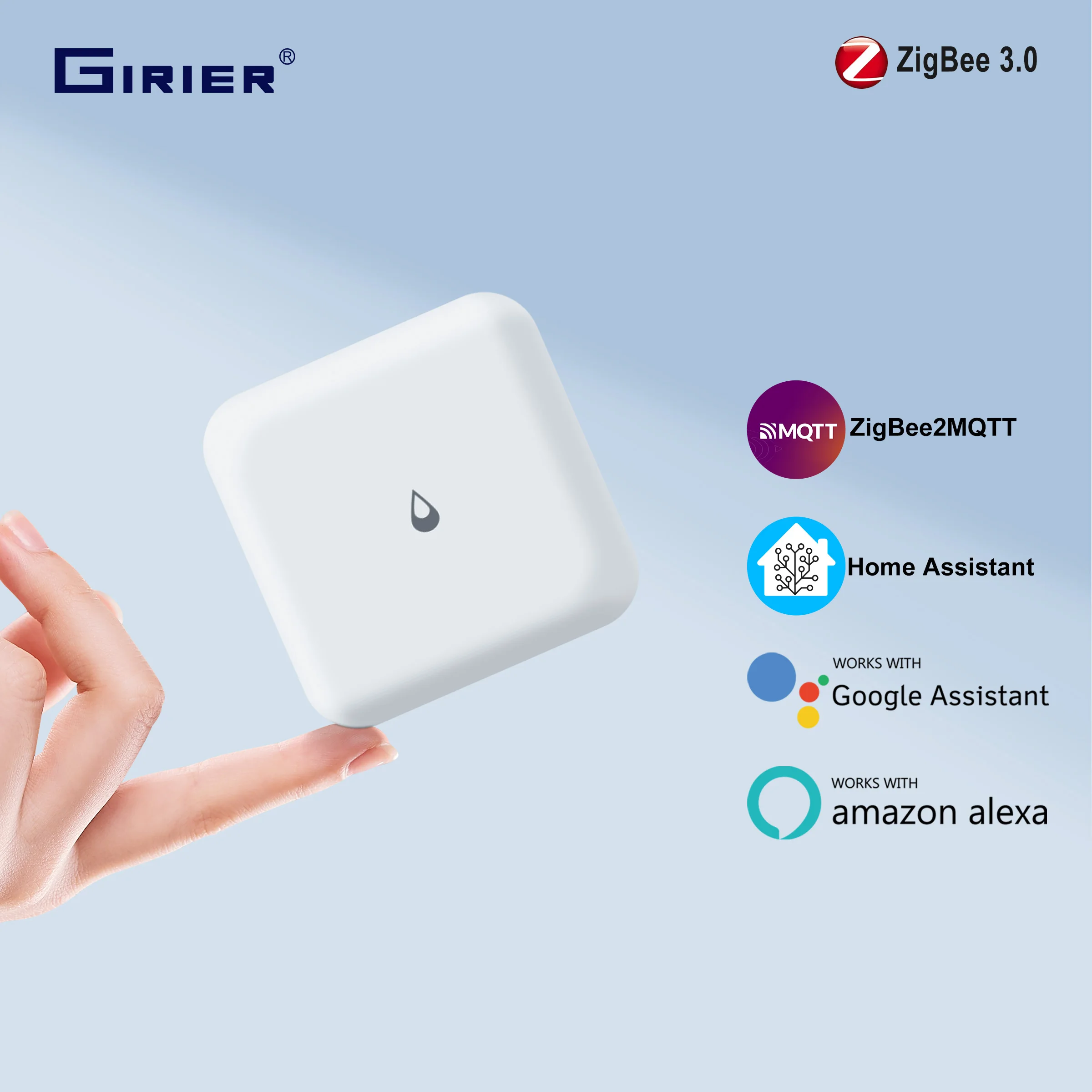 GIRIER Smart ZigBee 3.0 Water Leak Detector Wireless Water Leakage Sensor for Home Overflow Monitoring Work with Home Assistant