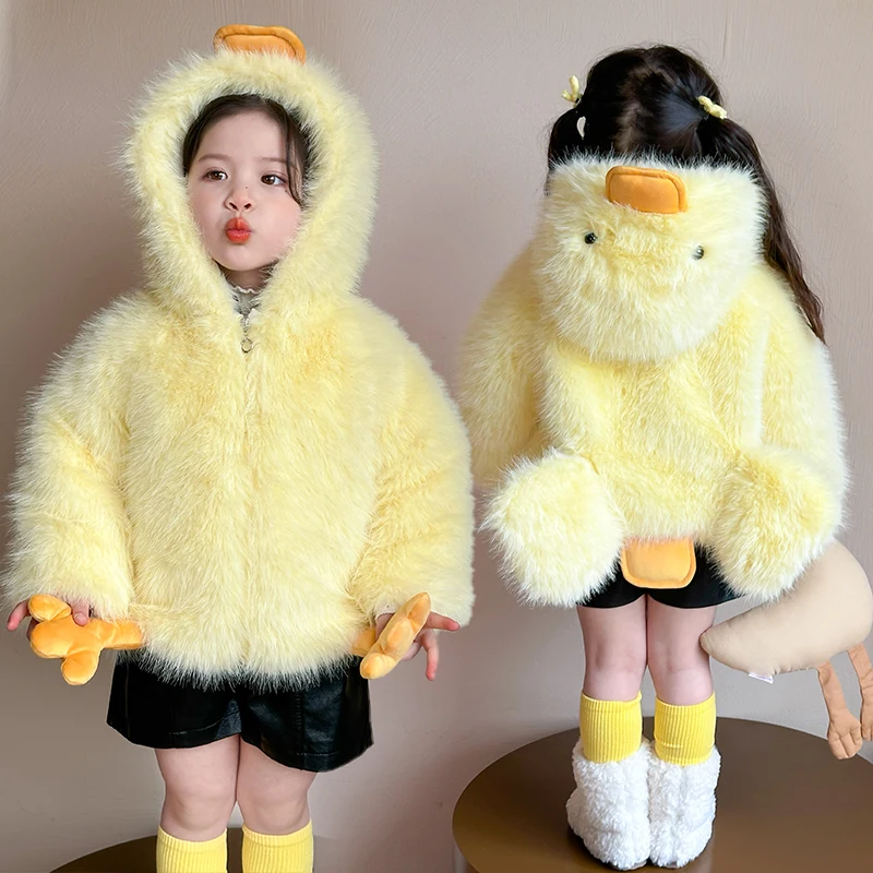 Autumn Family Matching Wool Blends Jacket for Mom and Daughter Duck Woolen Coat with Hoodies Mother Daughter Matching Outfits