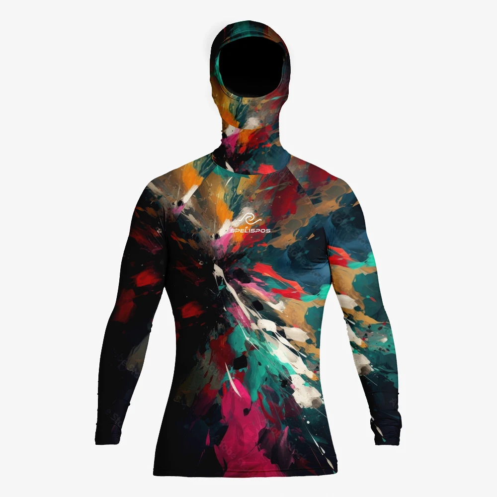 Diving T-Shirts Tight Rash Guard Surfing Hoodies Fitness Wear Swimming Men Lycra Swimwear Summer UV Hood Beach Floatsuit Top