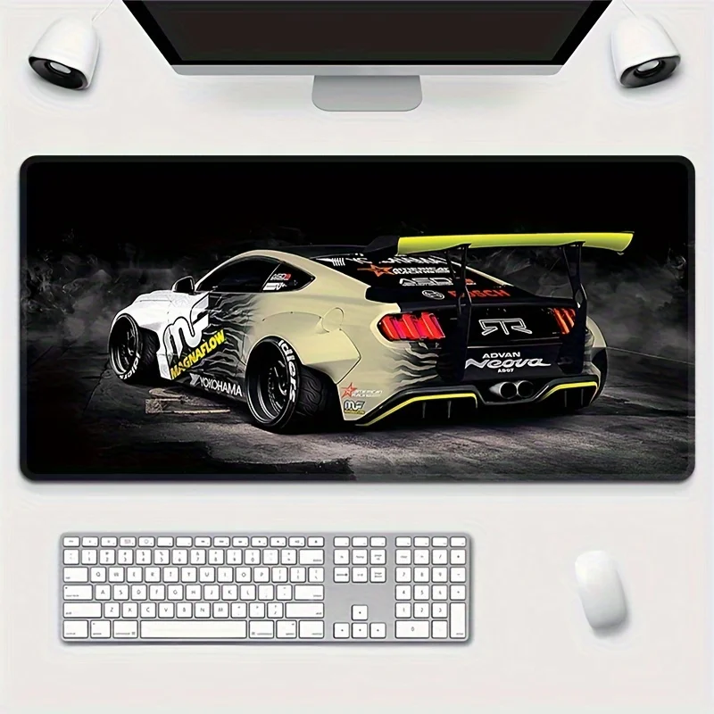Mouse Pad with Stitched Edges Gaming Mat with Cool Racing Car Home Officel Desk Accessory and Gift for Gamers PC Non-Slip Rubber
