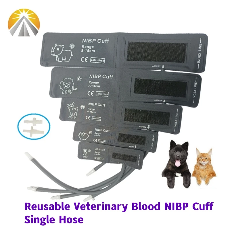 High Quality Reusable Veterinary Blood NIBP Pressure Cuff Single Hose For Veterinary Animal Professional Diagnostic Pet Monitor