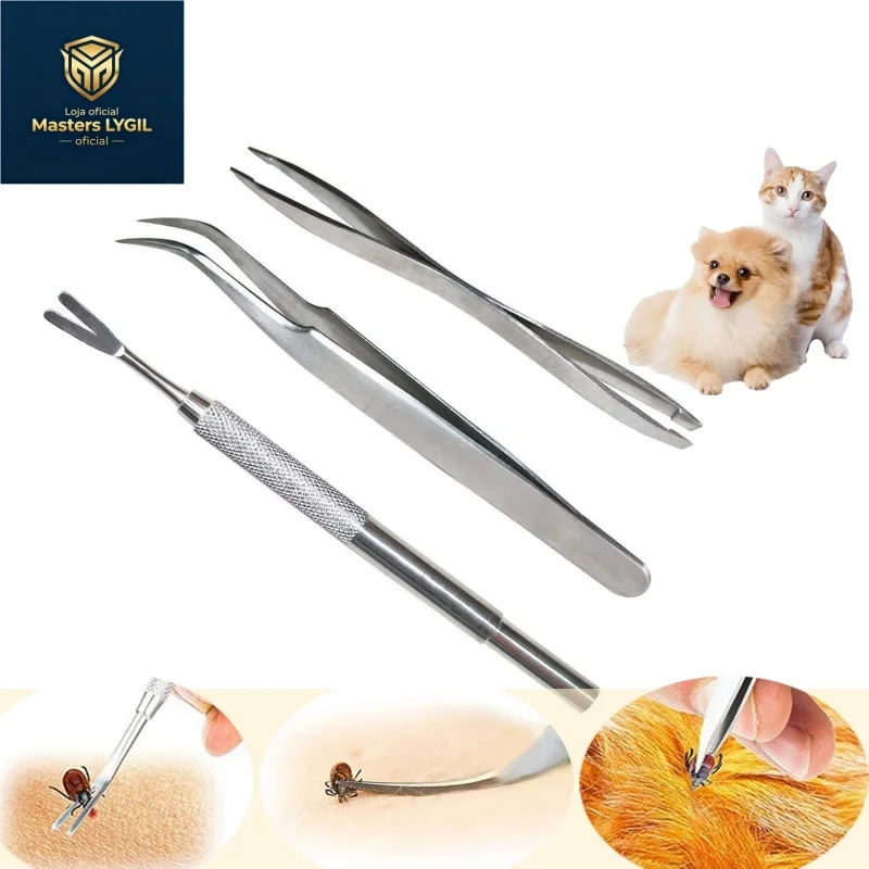 1Set Portable Tick Removal Tweezers Professional Painless Tick Remover Tool for Dogs Cats Pets Human Tick Extractor Accessories