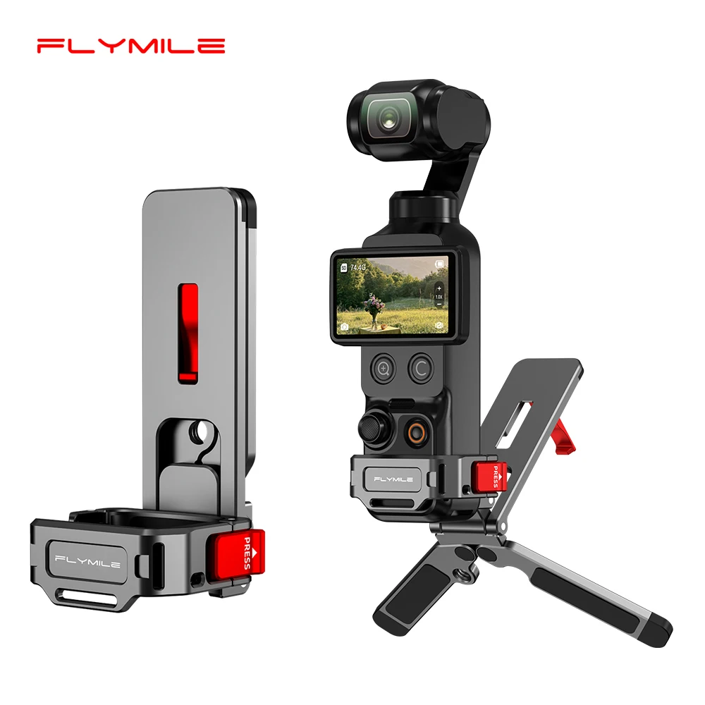 Flymile Tripod for DJI Pocket 4 4P 3 Accessories Magnetic Quick Release Tripod Metal Foldable Handle with Hidden Hook