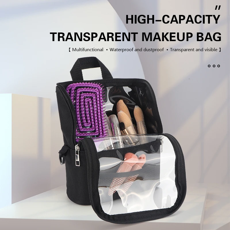 PVC Transparent Makeup Bag Large Capacity Waterproof Travel Toolbag Portable Barber Beauty Cosmetics Tools Storage Case Supplies