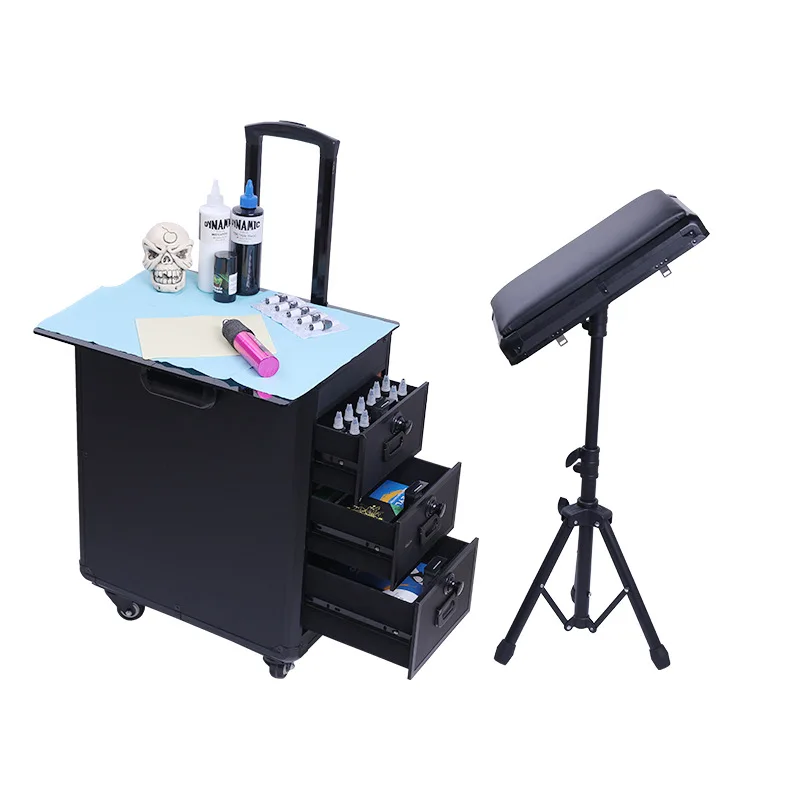 Tattoo Arm Rest Workstation Organizer Portable Pull-Out Travel Display Stand Beauty Tools