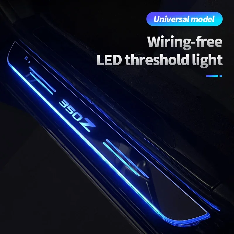 Acrylic USB Power Moving LED Welcome Pedal Car Scuff Plate Pedal Door Sill Pathway Light For Nissan 350Z Logo Auto Accessories