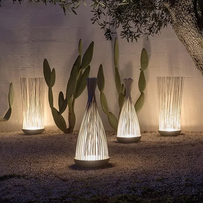 Outdoor IP65 Waterproof Lawn LED Ambient Light Park Dynamic Water Pattern Fiber Optic Reed Light Villa Garden Terrace Floor