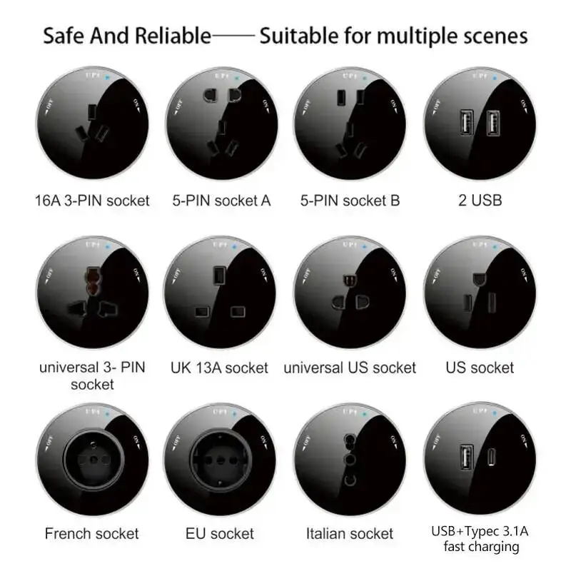 Herepow Power Track Socket Smart Home Appliances Universal Outlets Popular UK US EU AU FR Wall Electrical Plug Adapter With USB