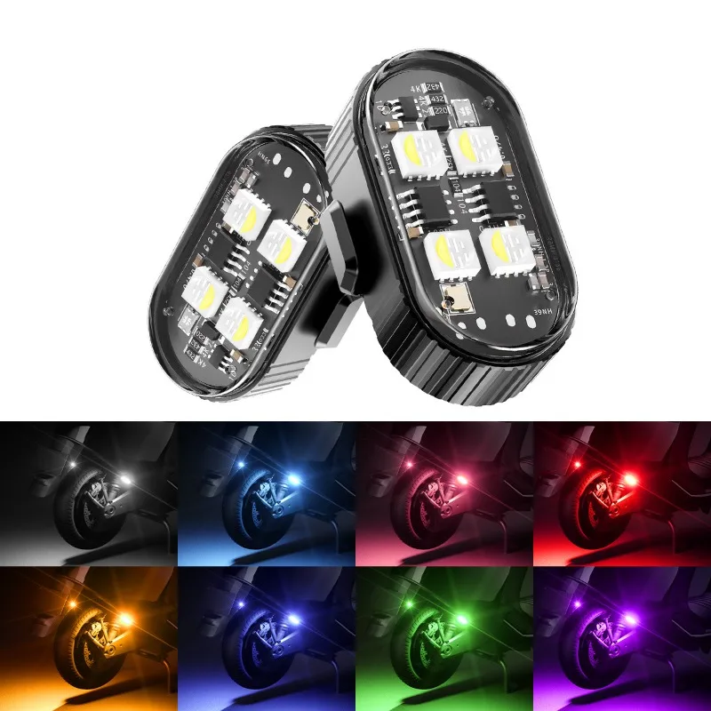 For Bike Car Drone 7-Color Wireless Remote Rechargeable Aircraft Warning Lamp Night Riding Anti-Collision Safety Accessories