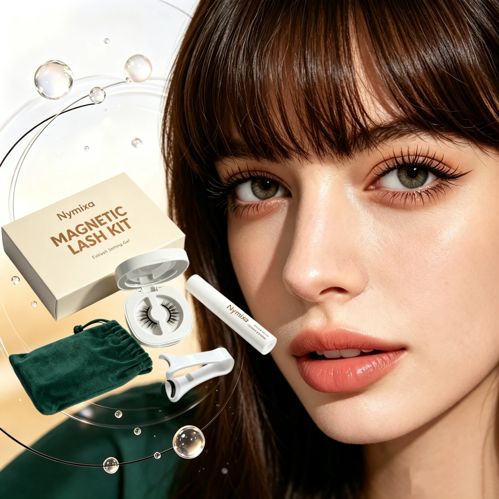 Magnetic Curly False Eyelash Kit Eye Beauty Decor Easy Wear‑Off Ladies Dating Party Eye‑Makeup Reusable No‑Glue Fluffy Lash Set