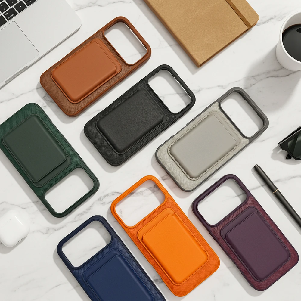 2 In 1 Magnetic Detachable Card Pocket Wallet Epsom PU Leather Phone Case Set For iPhone 16 17 Pro Max Anti-drop Cover