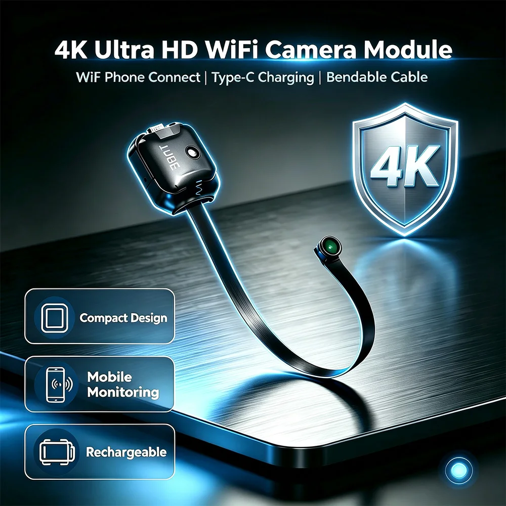 Upgraded 4K high-definition mini camera, WIFI remote viewing, Motion detection function, DIY home nanny style monitoring camera