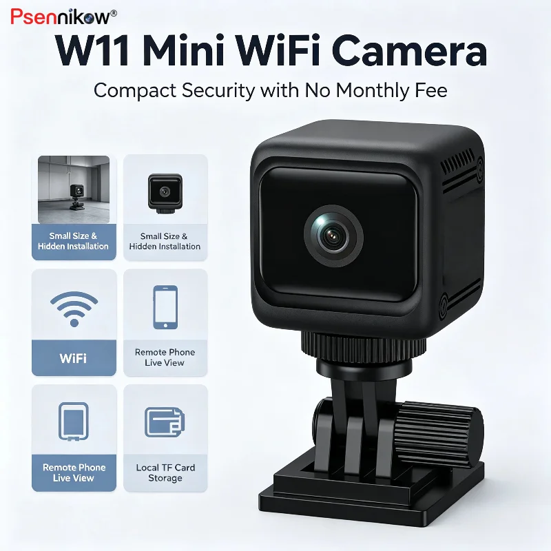 WiFi Action Cam W11 Mini HD Long Lasting Battery Life Camera Wireless Remote Monitor Portable Camera Tiny Home Wire-Free Camera