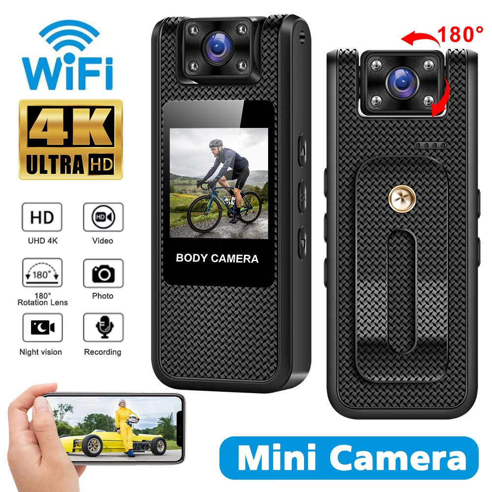 4K WiFi Mini Camera Ultra HD Portable Digital Video Recorder with Infrared Night Vision for Police BodyCam Sports DV And Riding