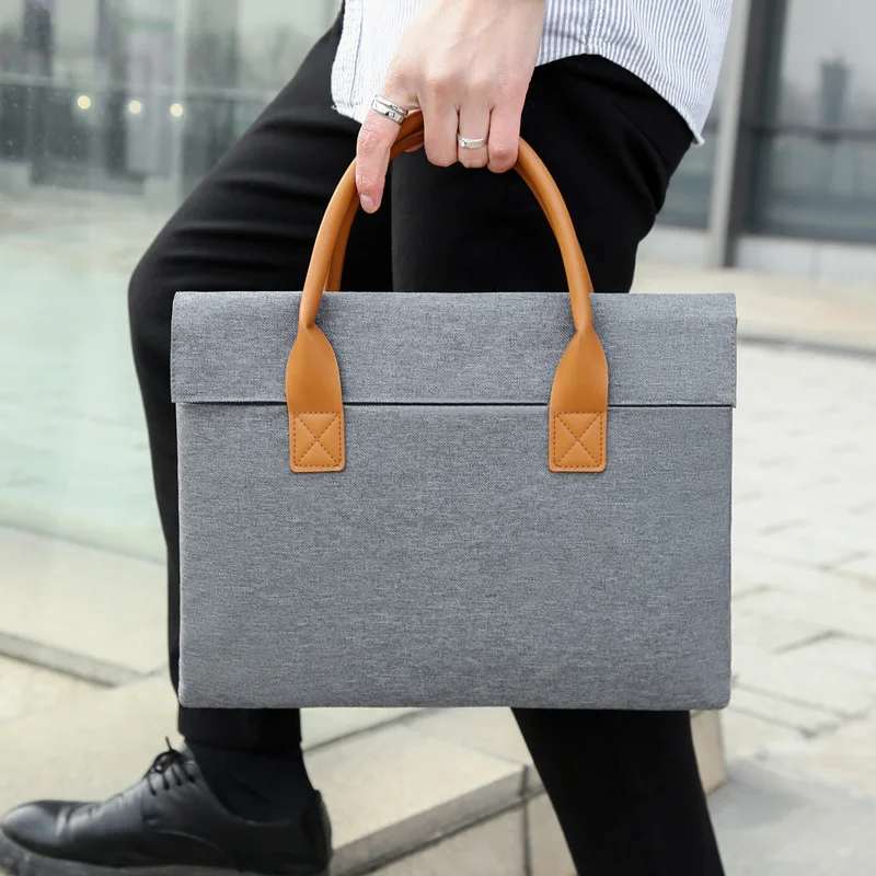 Strictly selected notebook tablet simple business commuter 16 inch computer bag portable Oxford cloth briefcase printed logo