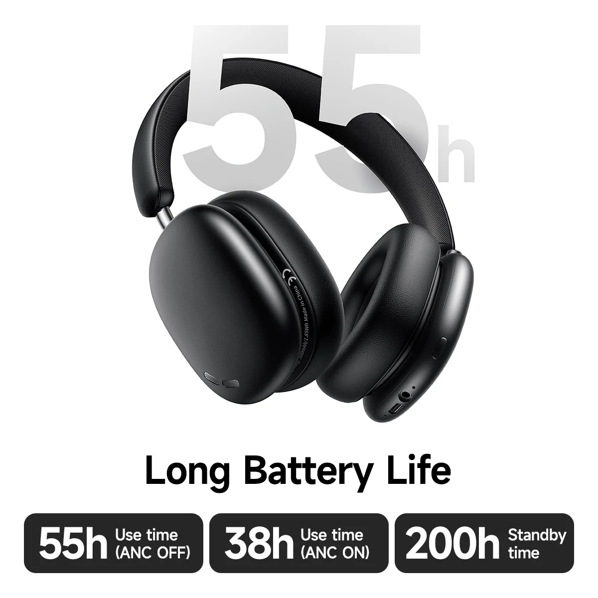 HOCO W63 Wireless ANC Noise Reduction HiFi Music Headphone 42mm Coil Speaker Bluetooth 5.4 Sport Earphones Support APP EQ Mode