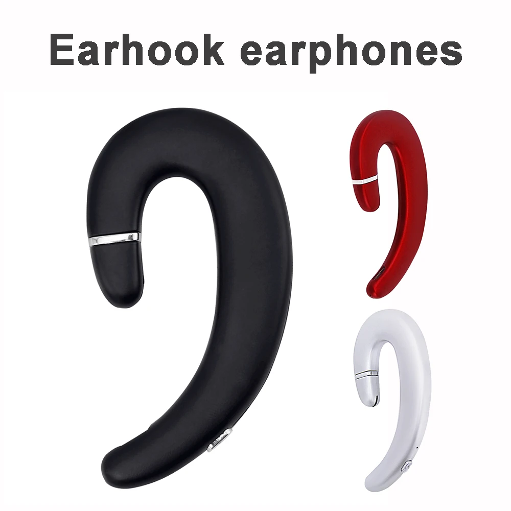 Ear-Hook Bluetooth Headphone Wireless Single Ear Bone Conduction Headset with Mic Ultra-Light Painless Earpiece for Cell Phone