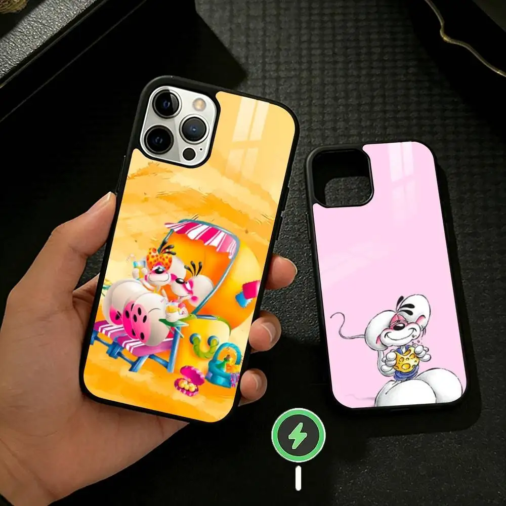 cartoon Diddl Mouse Phone Case For iPhone 17 16 15 14 13 12 Pro Max Plus for Mirror Wireless Magnetic Cover