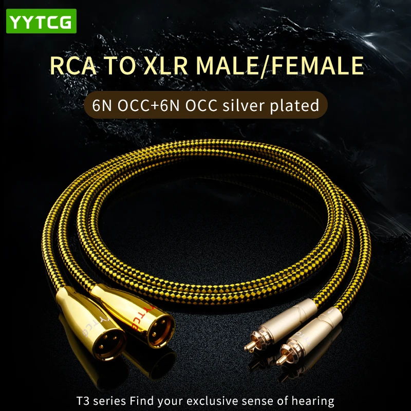 One Pair HiFi 2RCA to 2XLR Audio Cable 6N OCC High-performance Premium Hi-Fi Audio Cable RCA to XLR Interconnect Cable