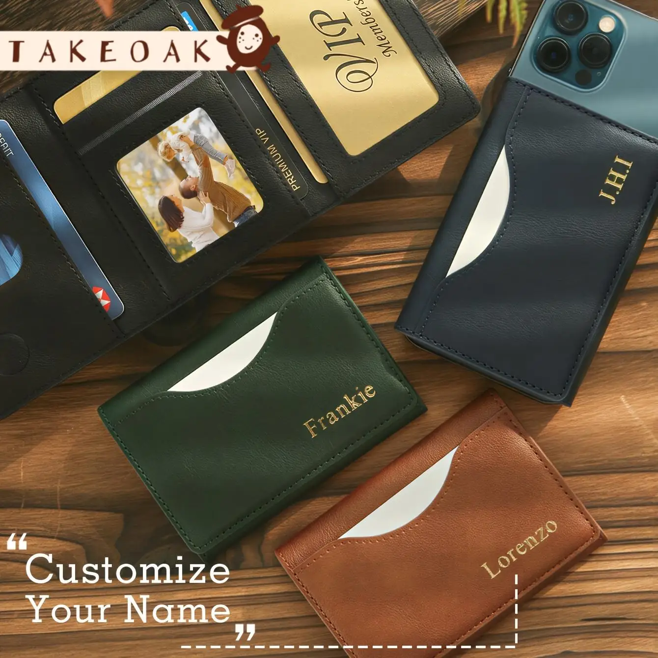 Personalized Magnetic Wallet Custom Name Phone Wallet Trifold Expandable Card Holder Case with 5 Slots for IPhone 12-17