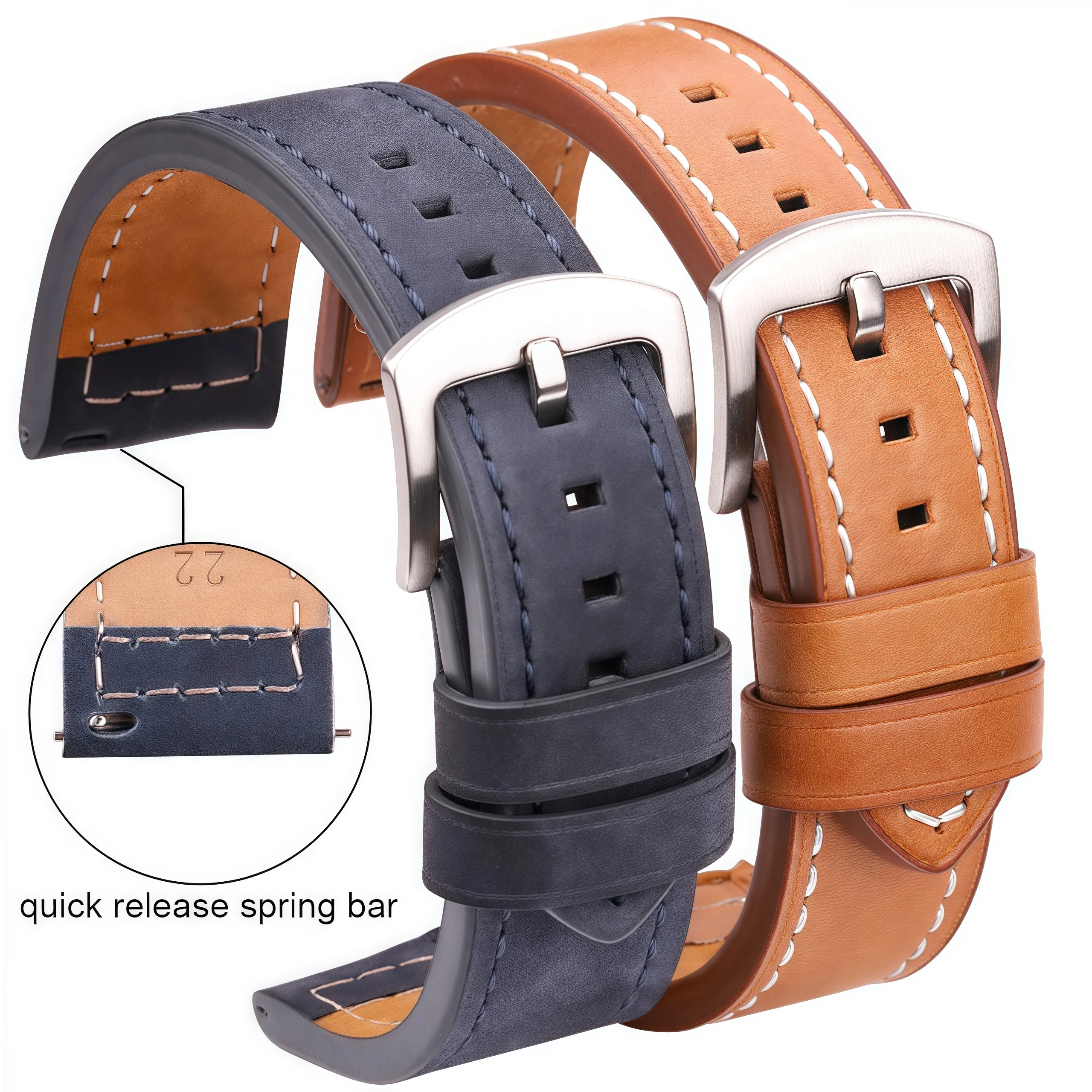 Vintage Top Grain Watchband Quick Release 18 20 22 24mm For Samsung Gear S3 Men Women Premium Replacement Strap
