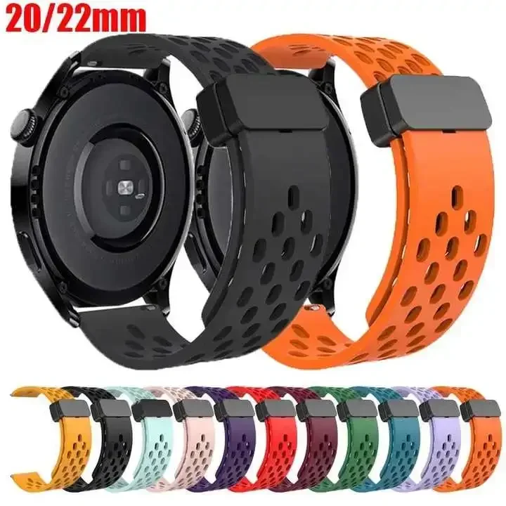 22mm 20mm Magnetic Strap for Samsung Galaxy Watch 7 FE 5 Pro 4/6 Classic Active 2 Silicone Band for Amazfit Bip 3 Huawei GT2 GT3