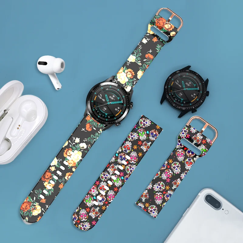 Printed Band for Samsung Galaxy Watch 6/5/5 pro/4/6 Classic/Active 2 Sport  22/20mm Bracelet Huawei/amazfit GTR-GTS-4-3-2e strap