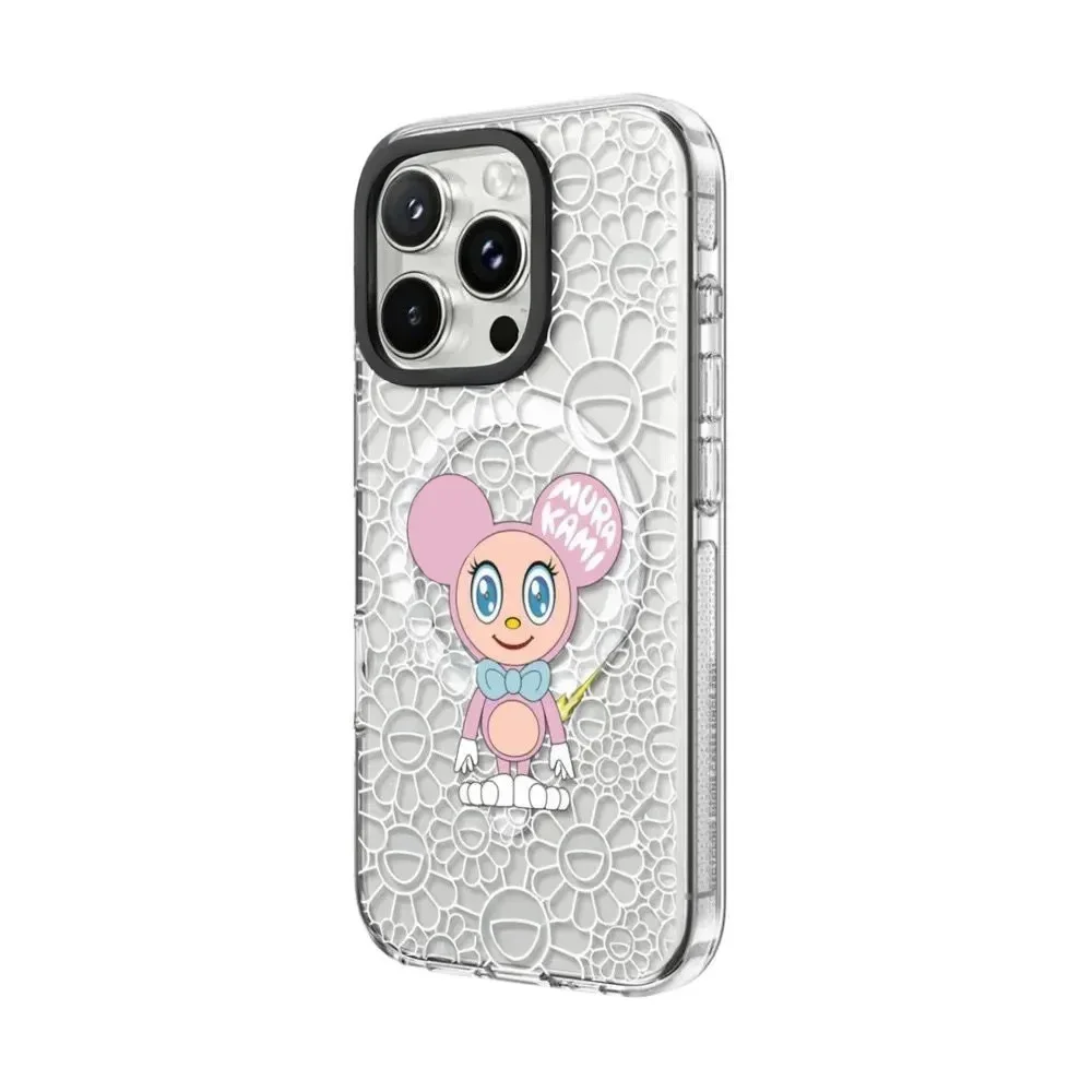 Fashionable Cute Mouse Transparent Border Magnetic Phone Case Cover for IPhone 16 15 14 13 Pro Max Case