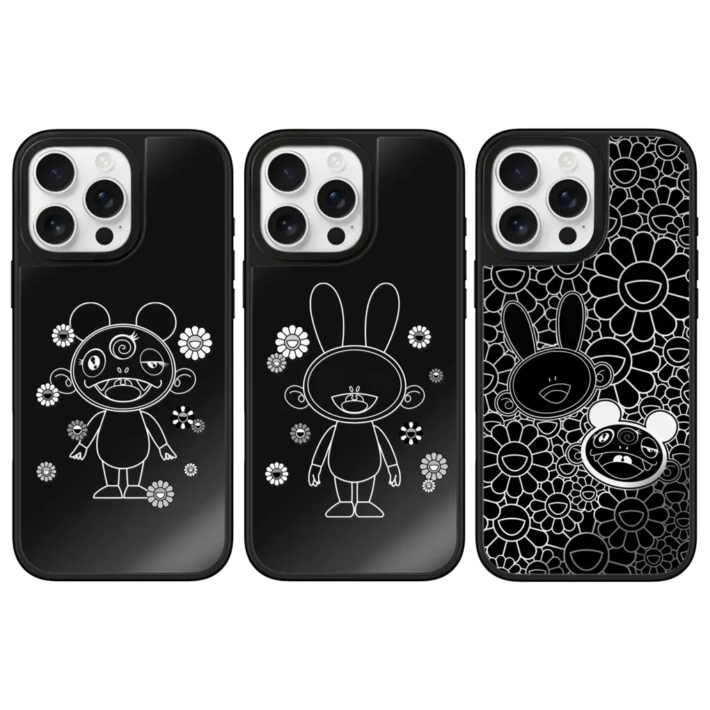 Magnetic Mirror Flower Rabbit Mouse Cartoon Phone Case Cover for IPhone 17 16 15 14 13 Pro Max Case