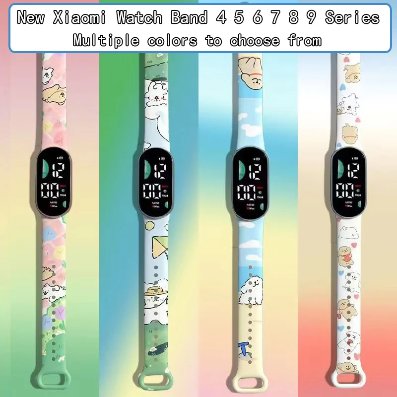 For Mi Band 9 8 Strap Silicone Flowers Printing Pattern Blet For Xiao MI 7 6 5 4 3 Watch Band Bracelet Smart bracelet strap