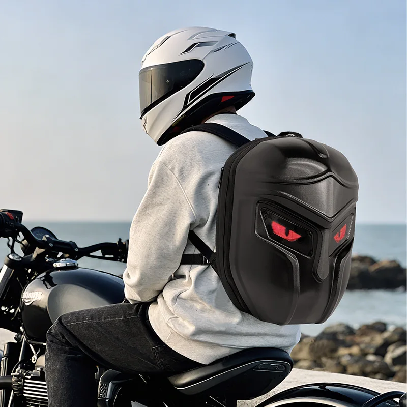 LED Backpack Motorcycle And Bicycle Backpacks Trendy Riding Gear Bag Hard-shell Waterproof And luminous Back Pack School Bag