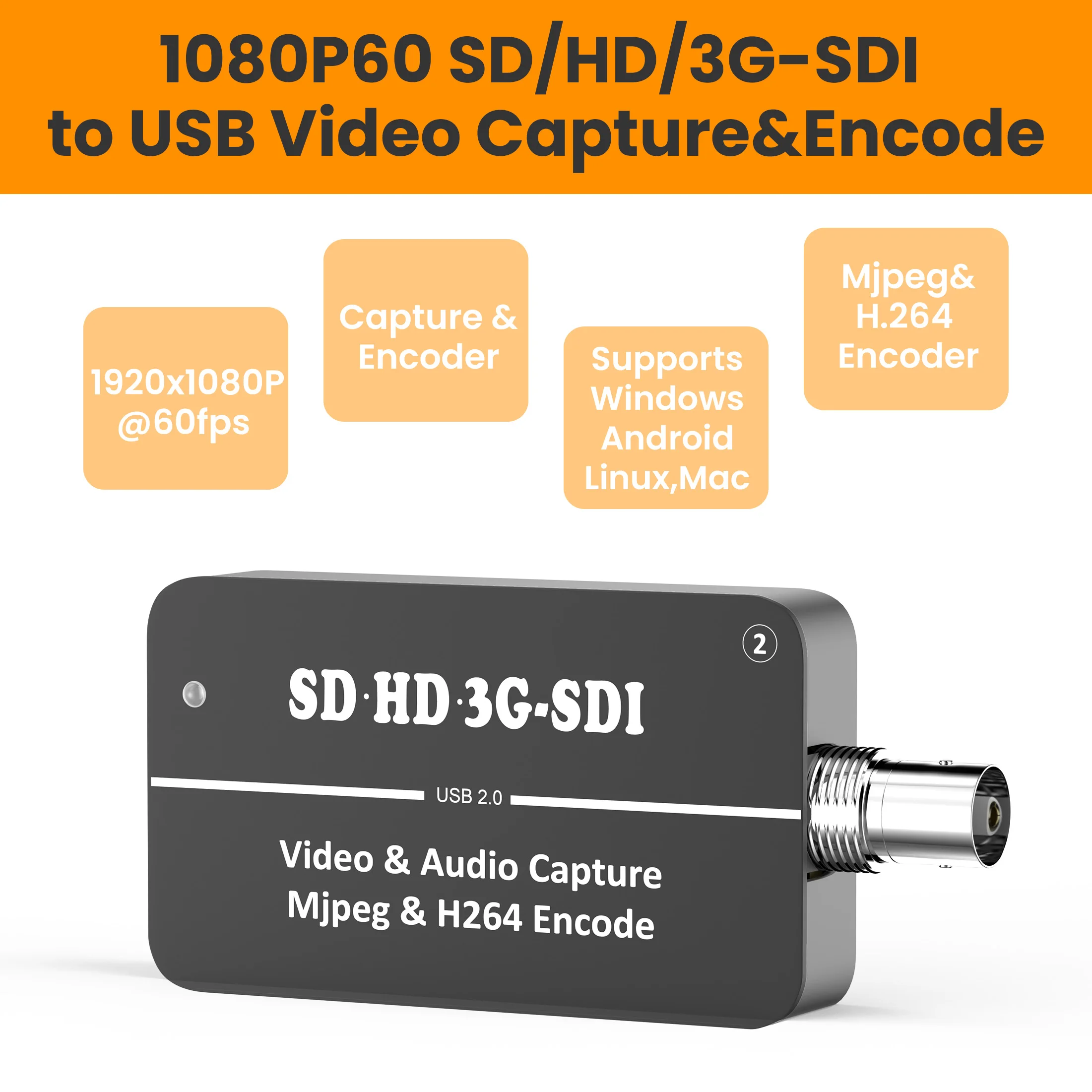 LCC262 1080P60 3G-SDI to USB 2.0 Video Capture Grabber Card Record Live Streaming for SDI Dome Camera FHD Medical Endoscope