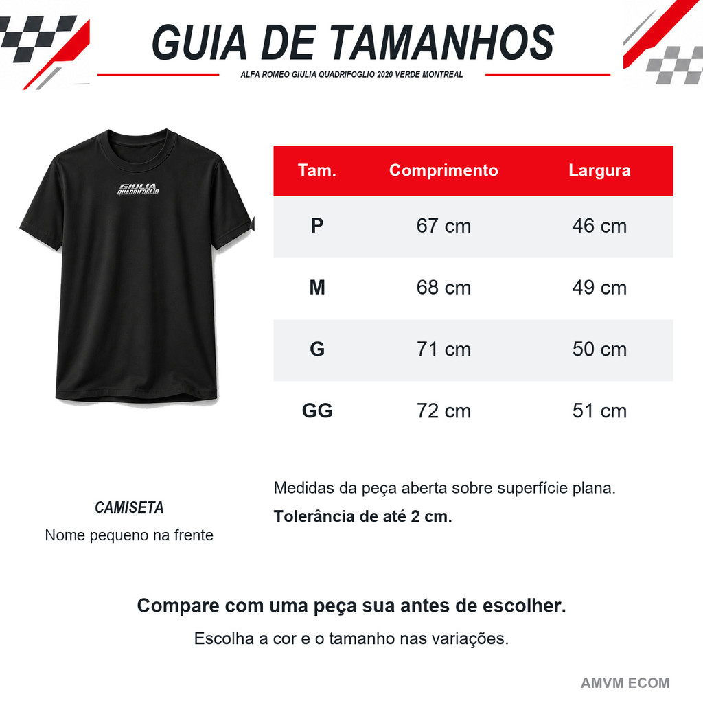 Camiseta Alfa Romeo Giulia Quadrifoglio 2020 Verde Montreal Frente e Costas Unissex 100% Algodão