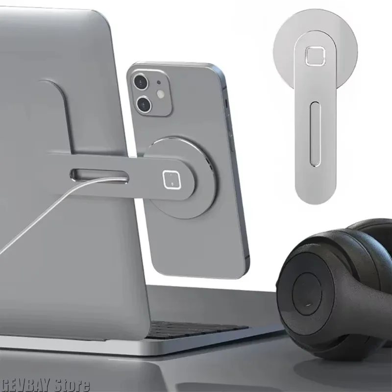 Slim Foldable Magnetic Monitor Side Phone Holder 2026 Universal Laptop Cell Phone Stand For iPhone 12/13/14 All Mobile Phones